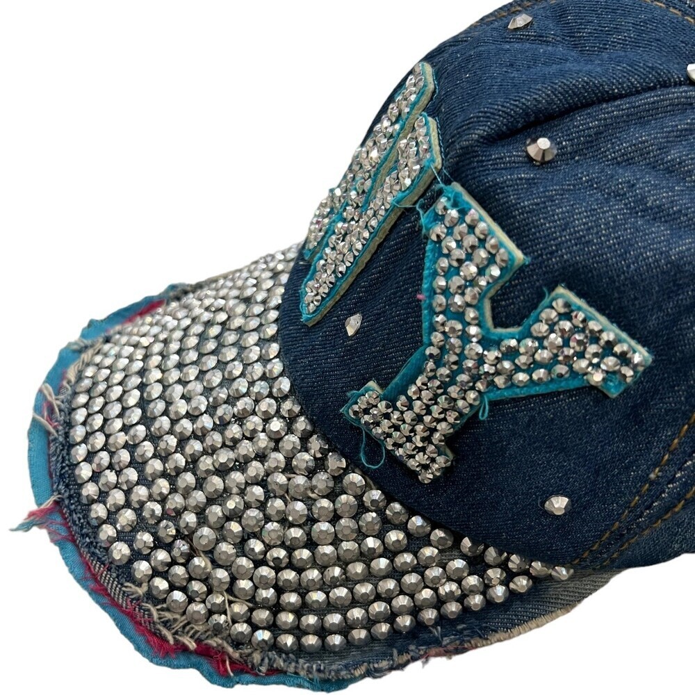 NY Denim Raw Hem Jeweled Hat - Picture 4 of 6